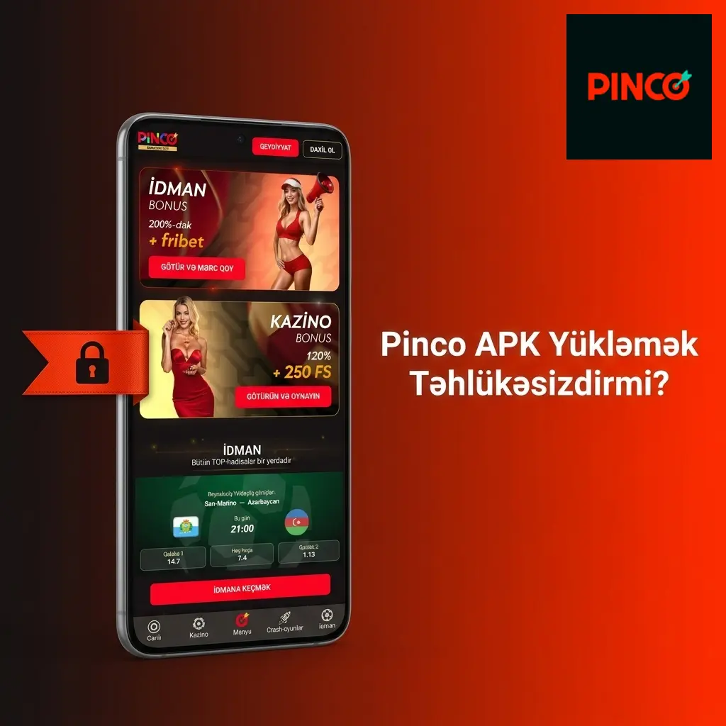 Pinco APK tətbiqi SSL şifrələmə və Curaçao lisenziyası ilə qorunan təhlükəsiz mobil proqram