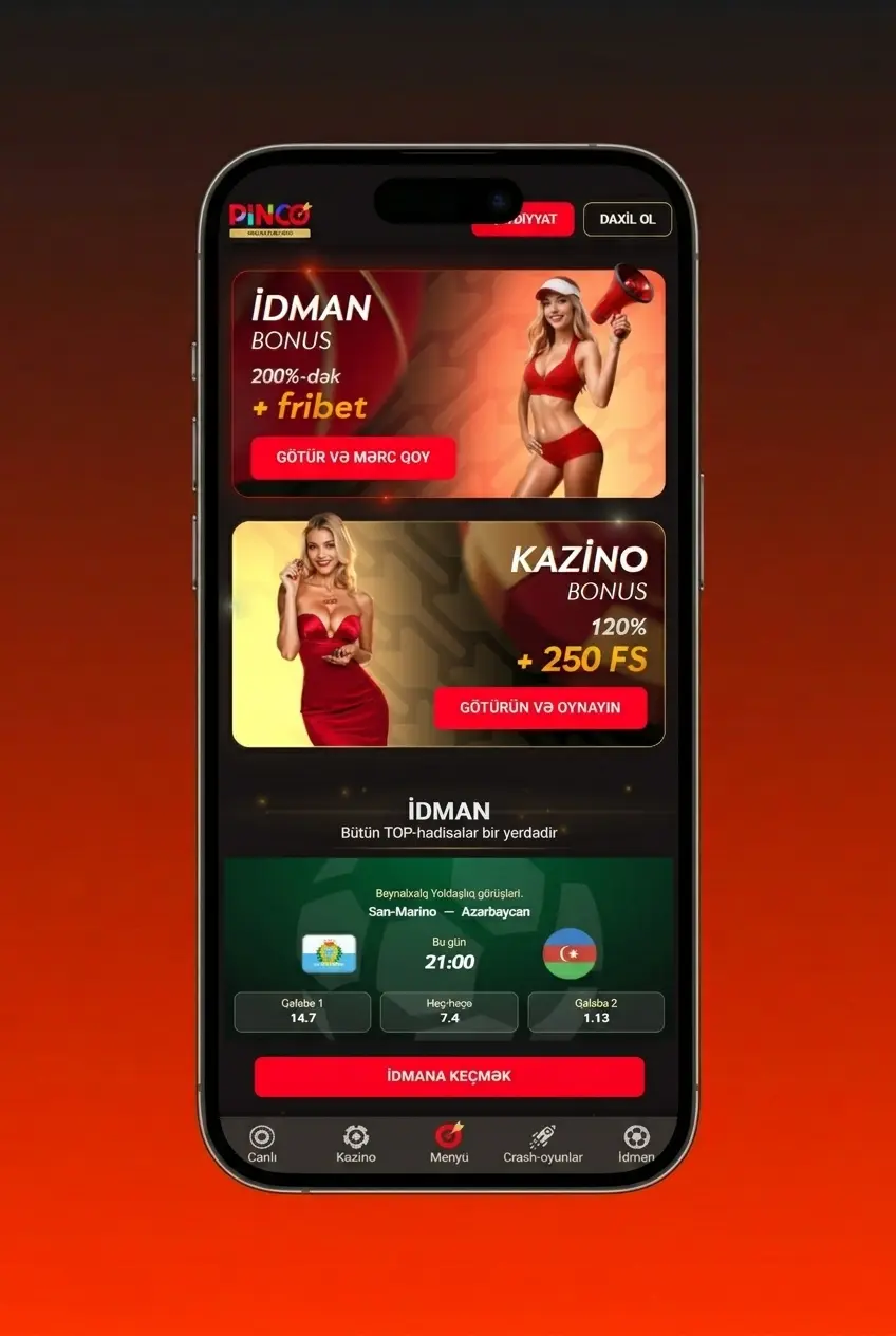 Pinco mobil tətbiqi Android APK ilə idman mərcləri və canlı kazino girişi